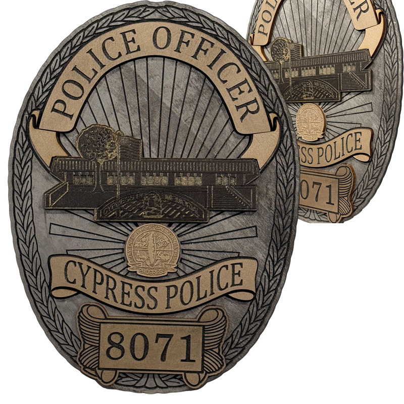 12" tall badge, Cypress, California