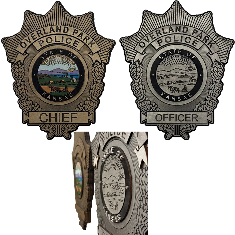12" tall badges, Overland Park, Kansas