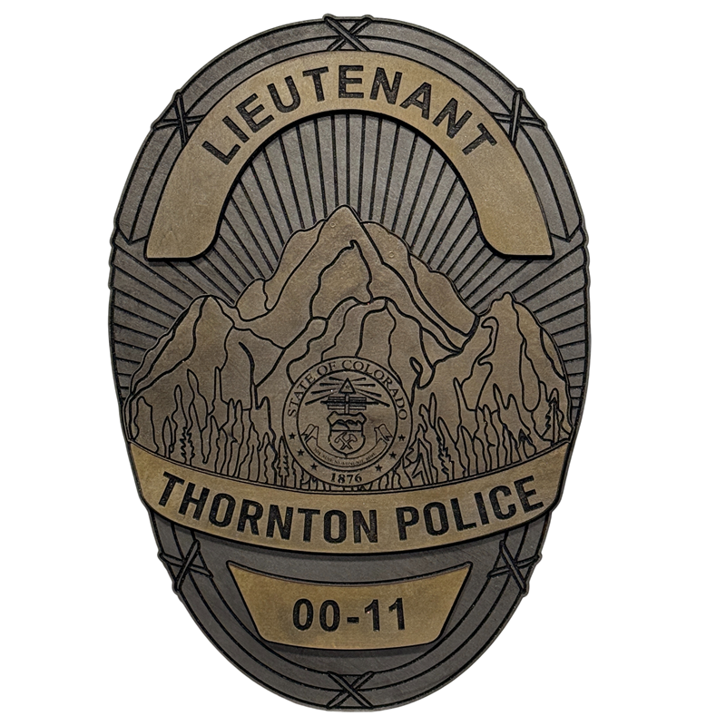 12" tall badge, Thornton, Colorado